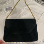 Ann Taylor New  Black Genuine Suede Leather Purse Gold Photo 0