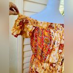 Free People  Carmen Boho Floral Orange Jumpsuit Flowy size small Photo 9