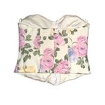 ZARA Cream Floral Bustier Boned Corset Top SMALL Photo 2