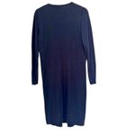 Boden Cotton/Cashmere Smocked Sweater Shift Dress Navy 10 L Large Blue Photo 2