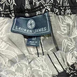 Lauren James  Black White Pineapple Print Pull On Drawstring Swim Shorts Size M Photo 1