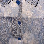 Rebecca Malone  blue color block jacket with pink paisley-like embroidered detail Photo 2