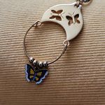 Monet  Vintage Gold Charm Holder Butterfly Necklace With Enamel Butterfly Charm Photo 2