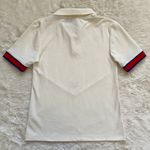 Adidas Originals Polo T-shirt Short Sleeve Quarter Zip Cream Red Blue XS Photo 3