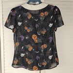 Hell Bunny NWOT  Womens Harlow Halloween Sheer Blouse‎ Top Pumpkin Bat Ghost Med Photo 1