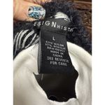 Design History  L Cardigan Sweater Black Open Front Knit Soft Duster Geometric Photo 3