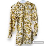 Kaari Blue  size medium ruffle collar keyhole button v neck blouse butterflies Photo 2