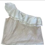 J.Crew  White Eyelet One Shoulder Ruffle Top. Size 12. Photo 3