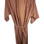 Pierre Cardin VTG Striped Robe Beige Red White Short Sleeve Belted Loungewear Photo 0