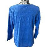 Lulu B Top Women’s floral embroidered fringed long sleeve small blue Photo 2