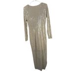 Bohme Böhmé Gold Sequin Maxi Dress Long Sleeve V-Neck Evening Gown Size S NYE Photo 10