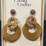 Camila Coelho  | Statement Wooden Hoop Earrings w/ Woven Detail Photo 0