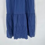 Uniqlo  Blue Cotton Eyelet Smocked Tiered Midi Dress XS 100% Cotton Photo 5