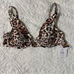 TIME and Tru Leopard Animal Print Underwire Bralette Bikini Swim Top Brown Photo 4