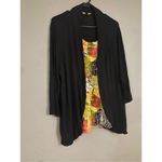 Notations  Black Multicolored Cardigan Built In Tank 3/4 Sleeve Size 1X Photo 1
