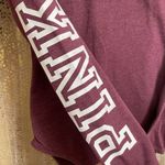 PINK - Victoria's Secret  Maroon white Logo Long Sleeve Bodysuit, Medium Photo 3