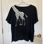 VTG 90s Giraffe Short Sleeve Sz Large Artsy Teacher Nature Science Grandmacore Black Photo 1