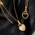 Reversible Heart Necklace & Earrings Set Gold Photo 5