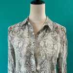 ZARA Snake Skin Print Asymmetric Shirt Blouse Long Sleeve Button-Down Top XS Photo 5