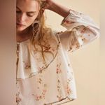 Free People Camilla Printed Blouse NWT Ivory strawberry boho Large Photo 2