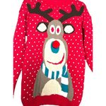 REMEL LONDON Womens Ugly Christmas Sweater L Red Reindeer Festive Party Holiday Size L Photo 2