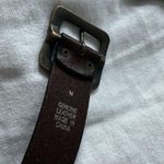 EXPRESS Brown Leather Belt W Brass Hoop Detailing Size Medium Photo 4