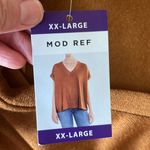 Mod Ref  Rust V Neck Top Womens XX Large Autumn Gold Short Sleeve Photo 5