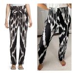 Theory 100% Silk Trousers Gunilla Interlace Ikat Black White Paperbag Pant Sze 6 Photo 7