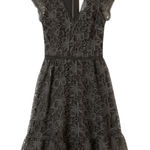 J.O.A. Floral Lace Choker Neck Fit & Flare Dress Charcoal Gray | Size Small NWT Photo 0