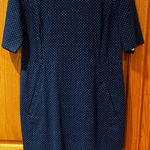 Lands' End Lands’ End Short Sleeve Blue Triangle Print Sheath Dress w/ Front Pockets Size 8 Photo 0