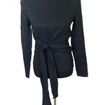 ZARA  black stretch boatneck tie front long sleeve top Photo 0