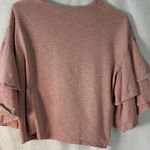 Blu Pepper  Dusty Rose Embroidered Floral Cotton Layered Sleeve‎ Top Size Small Photo 2