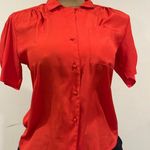 Dana AshleyVintage Red Button Down Collard Shorts Sleeves.Pleated Blouse Sz 10. Photo 1
