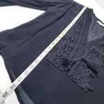 Line and Dot Black Crochet Tassels Deep V-neckline Sheer Blouse Long Sleeves Photo 6