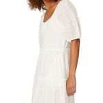 Fifteen Twenty Tiered Puff Sleeve Dress in White XLarge Womens Eyelet Cotton Mid Photo 1