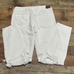 American Eagle Women White Denim Busted Distressed Buttonfly TomGirl Jeans Sz 6L Photo 4