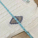 VINTAGE 80s SHENANIGANS Women’s White Sweater Hand Knitted Flower Design Small Photo 8