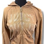 Juicy Couture Brown Crochet Lace Hood Zip Up Hoodie Sweater Photo 1