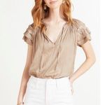 Evereve NWT  Lydia Flutter Sleeve Satin Blouse Sz M Photo 0