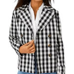 Ann Taylor Jacket Women's Size Small B&W Gingham Double-Breasted Buffalo Check Photo 0
