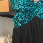 Strapless sequin top floor length gown Blue Size 2 Photo 4