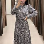 ZARA NWT Zebra Animal Print Midi Dress With Belt Photo 1