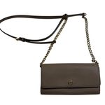 Michael Kors Tan Leather Wallet Crossbody Bag Purse Gold Chain 8" x 4" Neutral Photo 0