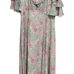 Gal Meets Glam Collection Shelby Floral Ruffle Maxi Dress Sage Pink Size 14 Green Photo 0