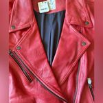 Free People NWT  Jealousy Leather Moto Jacket in Flame Photo 8