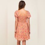 Peach Love California Orange Floral Sweetheart Ruched Front Dress Size Small Photo 2