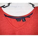 Tahari  Coral Orange  V-Neck 100% Linen Oversized Short Sleeve Top Womans Medium Photo 2