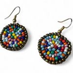 Dangle Disk Earring Drop Beaded Hand Africa Artisans Multicolor Photo 0