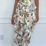 Elliatt  Wilhelmina Floral Print Ruffle Chiffon Maxi Dress in Pink Multi Size XL Photo 0