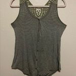 H.I.P. Racerback Sage Green Lace Button Front Summer Tank Top Photo 0